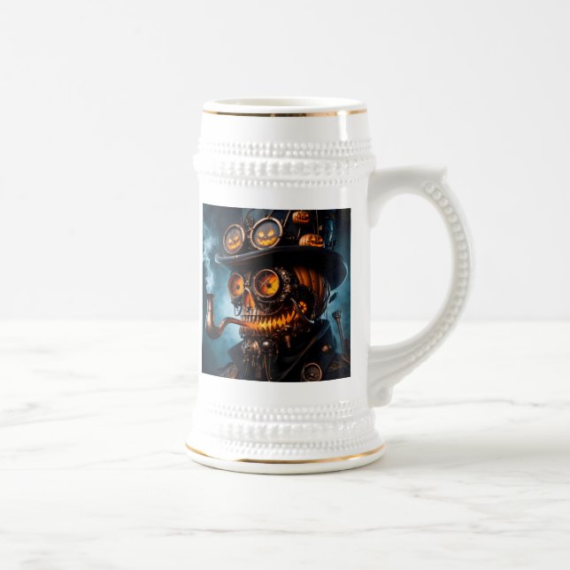 Jarra De Cerveza Halloween Steampunk Jack-O-Lantern gótico (Derecha)
