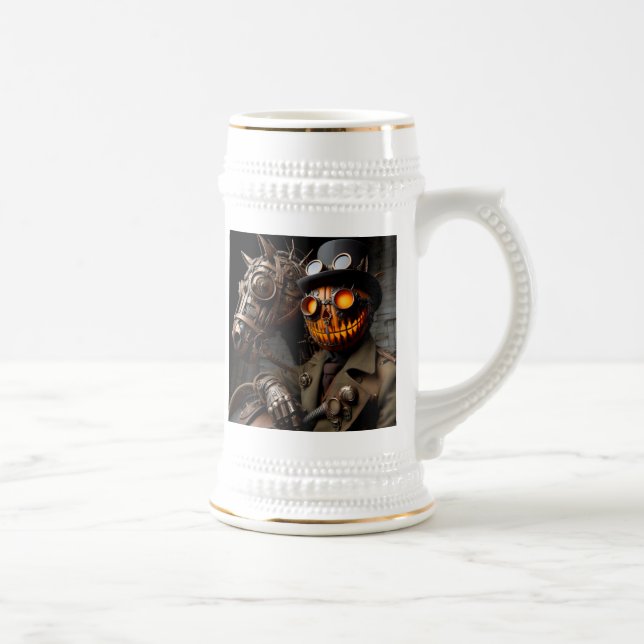 Jarra De Cerveza Halloween Steampunk Jack-O-Lantern Horseman (Derecha)