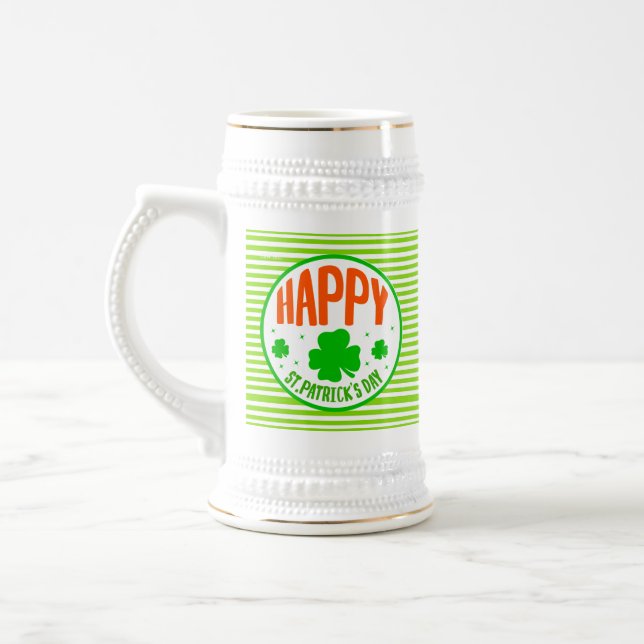 Jarra De Cerveza Happy St. Patrick's Day Circle Design-63501 (Izquierda)