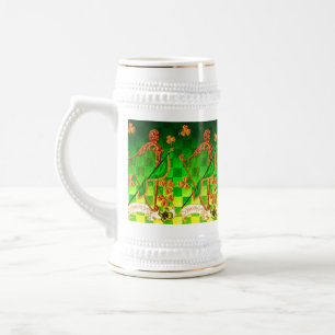 Jarra De Cerveza HARP IRLANDÉS, VERDE GOLD SHAMROCKS St Patrick's D