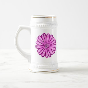Jarra De Cerveza Hermosa flor de margarita, Ilustracion de semitono
