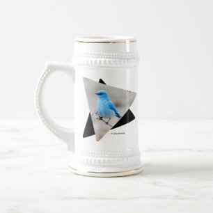 Jarra De Cerveza Hermoso Bluebird de montaña en Tansy