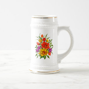 Jarra De Cerveza Hermoso Bouquet De Flores-34123