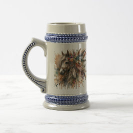 Jarra De Cerveza Hermoso Caballo Boho