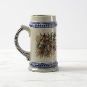 Jarra De Cerveza Hermoso Caballo Boho