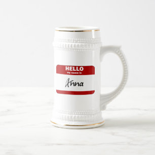 Jarra De Cerveza Hola mi nombre es Ana (rojo)