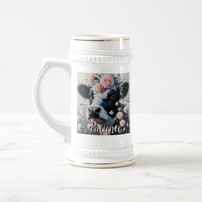 Jarra De Cerveza Holstein Cow Flowers Farm Farmhouse Personalized (Izquierda)