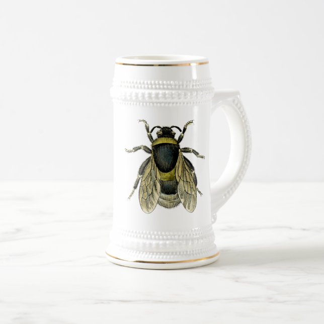 Jarra De Cerveza Ilustracion antiguo de la abeja (Anverso derecho)