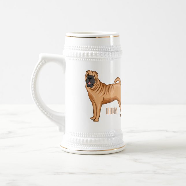 Jarra De Cerveza Ilustracion chino de personalizado de perro Shar-P (Izquierda)