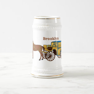 Jarra De Cerveza Ilustracion de caballos y carruajes reales