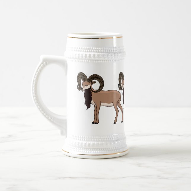 Jarra De Cerveza Ilustracion de cabra de Mouflon (Izquierda)