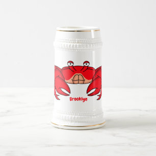 Jarra De Cerveza Ilustracion de cangrejo rojo
