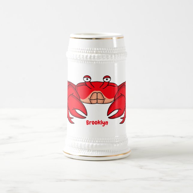 Jarra De Cerveza Ilustracion de cangrejo rojo (Centro)