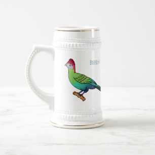 Jarra De Cerveza Ilustración de dibujos animados del turaco crestir