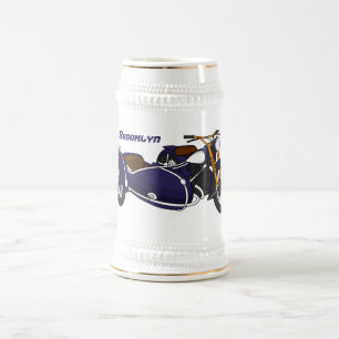 Jarra De Cerveza Ilustracion de motocicleta púrpura de Sidecar