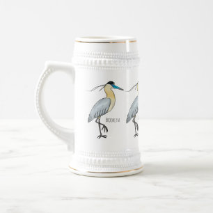 Jarra De Cerveza Ilustracion de personalizado de aves de garza