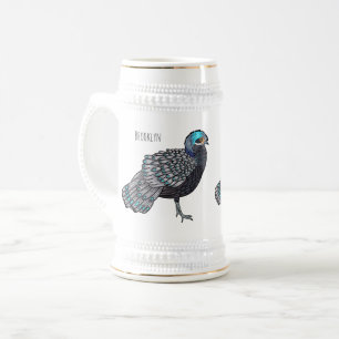 Jarra De Cerveza Ilustracion de personalizado de aves de pavo real
