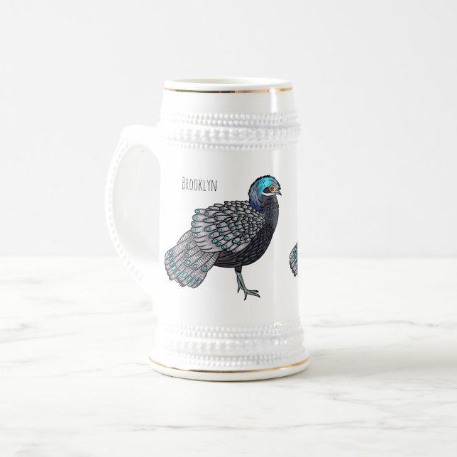 Jarra De Cerveza Ilustracion de personalizado de aves de pavo real  (Anverso izquierdo)