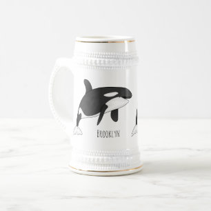 Jarra De Cerveza Ilustracion de personalizado de ballenas asesina