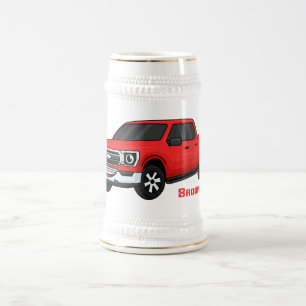 Jarra De Cerveza Ilustracion de personalizado de camioneta roja