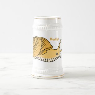 Jarra De Cerveza Ilustracion de personalizado de caracol amarillo