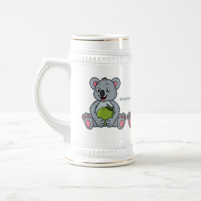 Jarra De Cerveza Ilustracion de personalizado de coco y koala cuta (Izquierda)
