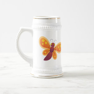 Jarra De Cerveza Ilustracion de personalizado de mariposa naranja f