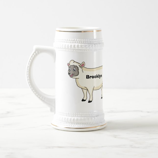 Jarra De Cerveza Ilustracion de personalizado de ovejas alegres (Izquierda)
