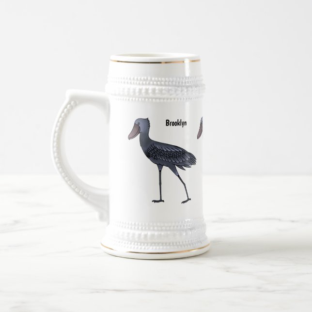 Jarra De Cerveza Ilustracion de personalizado de pájaro Shoebill (Izquierda)