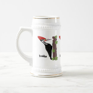 Jarra De Cerveza Ilustracion de personalizado de pájaros carpintero