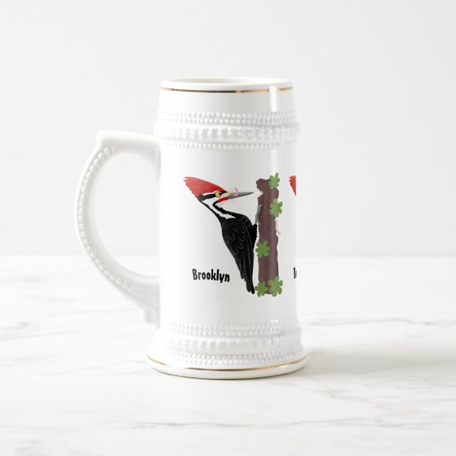 Jarra De Cerveza Ilustracion de personalizado de pájaros carpintero (Izquierda)