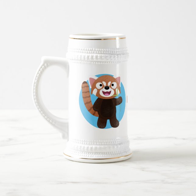 Jarra De Cerveza Ilustracion de personalizado de panda rojo (Izquierda)