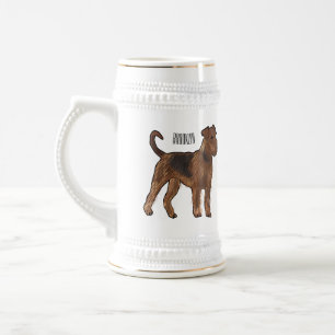 Jarra De Cerveza Ilustracion de personalizado de perro Airedale ter
