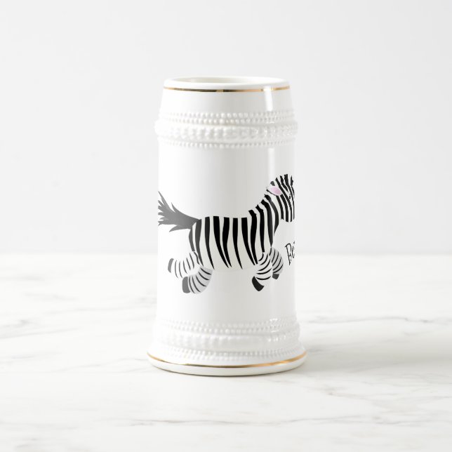 Jarra De Cerveza Ilustracion de personalizado de zebra graciosa (Centro)
