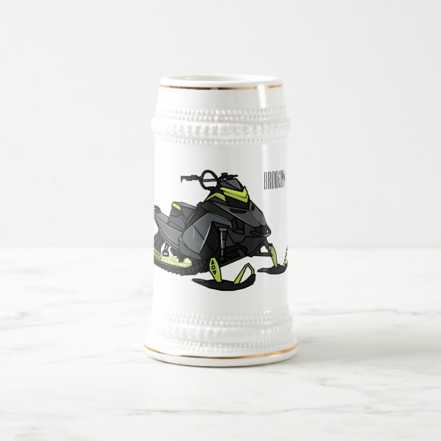 Jarra De Cerveza Ilustracion de personalizado para motos de nieve (Centro)