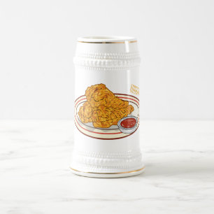 Jarra De Cerveza Ilustracion de pollo frito personalizado