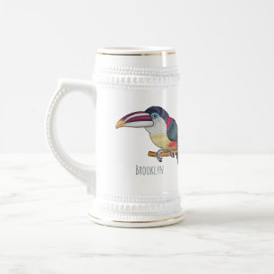 Jarra De Cerveza Ilustracion del personalizado de aves de Curl cres
