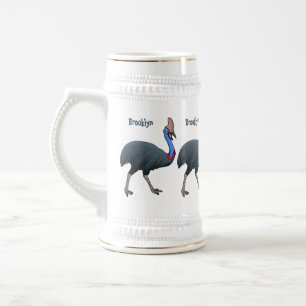 Jarra De Cerveza Ilustracion feliz de personalizado de aves en casc