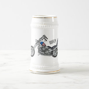 Jarra De Cerveza Ilustracion personalizado Chopper Motorcycle 1950