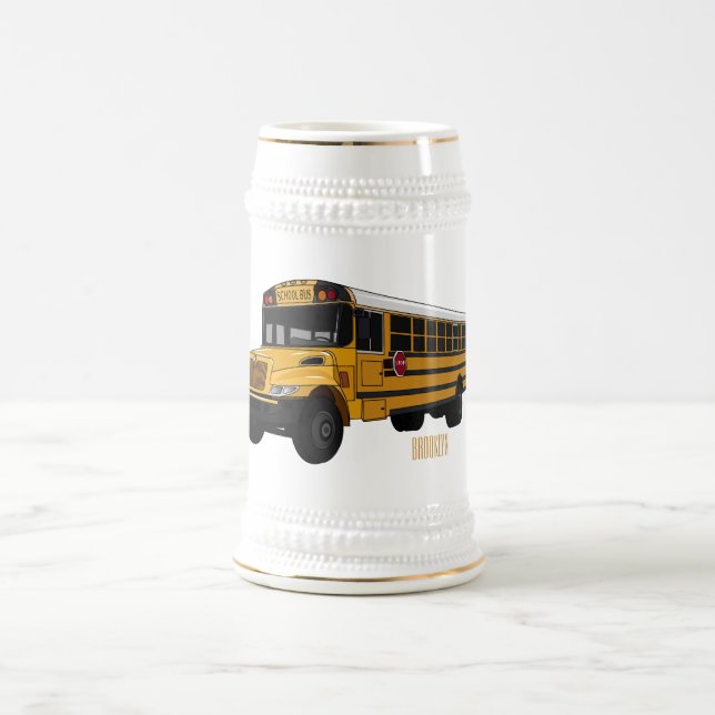 Jarra De Cerveza Ilustracion personalizado de autobús escolar (Centro)