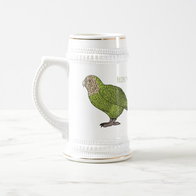 Jarra De Cerveza Ilustracion personalizado de aves Kakapo (Izquierda)
