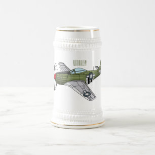 Jarra De Cerveza Ilustracion personalizado de avión militar
