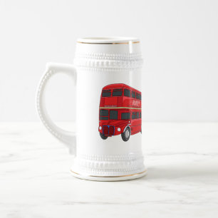 Jarra De Cerveza Ilustracion personalizado de bus de dos pisos