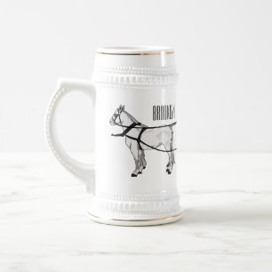 Jarra De Cerveza ilustracion personalizado de caballos y carruajes