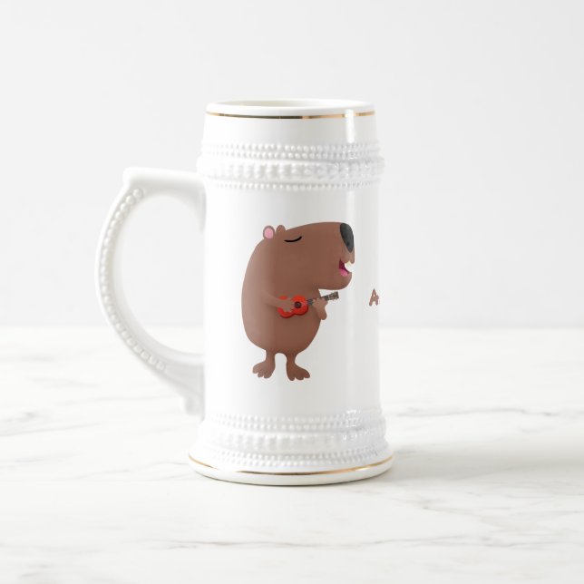 Jarra De Cerveza Ilustracion personalizado de capybara ukulele cant (Izquierda)
