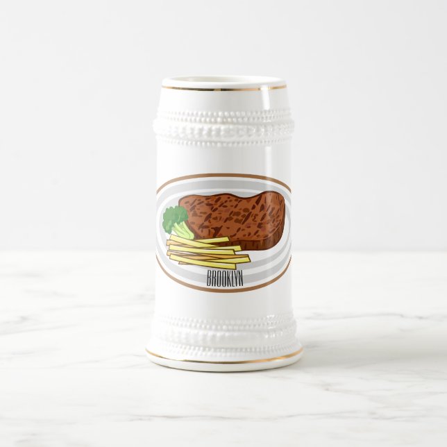 Jarra De Cerveza Ilustracion personalizado de carne (Centro)