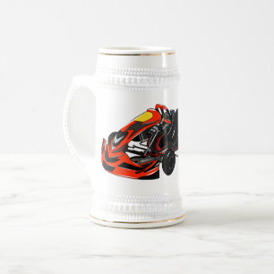 Jarra De Cerveza Ilustracion personalizado de carreras de Kart