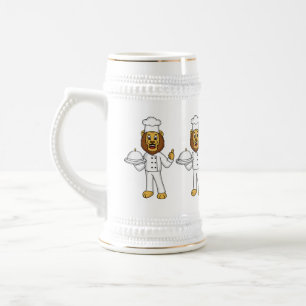Jarra De Cerveza Ilustracion personalizado de chef de un bonito leó