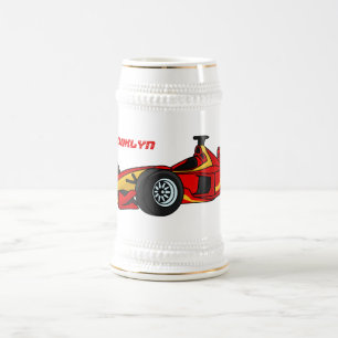 Jarra De Cerveza Ilustracion personalizado de coches de carreras de