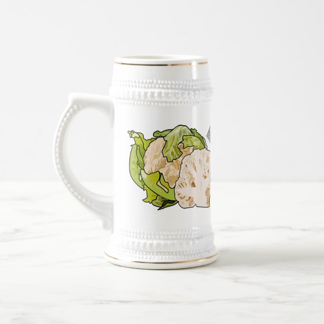 Jarra De Cerveza Ilustracion personalizado de coliflor (Izquierda)